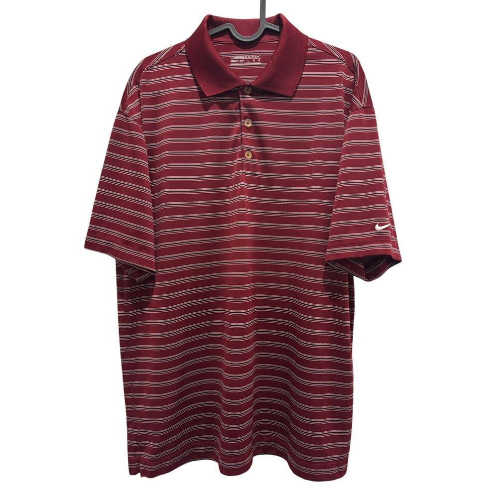 Nike‎ Golf Tour Performance Polo Shirt Men's Large Striped Dri Fit